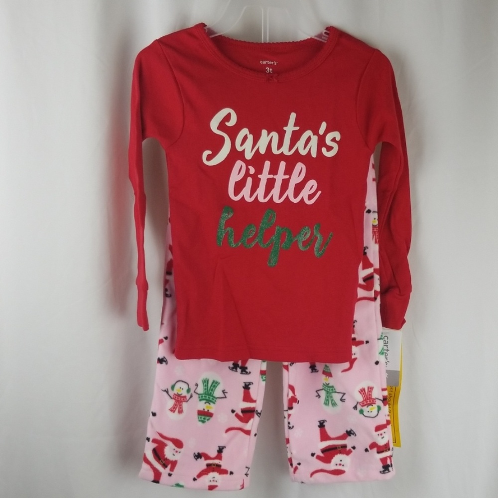 Santa’s Little Helper Christmas Pajamas Girls 3T